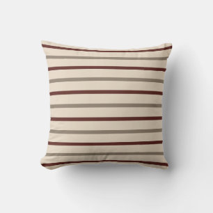 Oreiller rayé rouge rustique et taupe