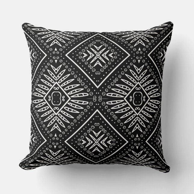 Oreiller réversible imprimé Aztec noir et blanc af (Recto)