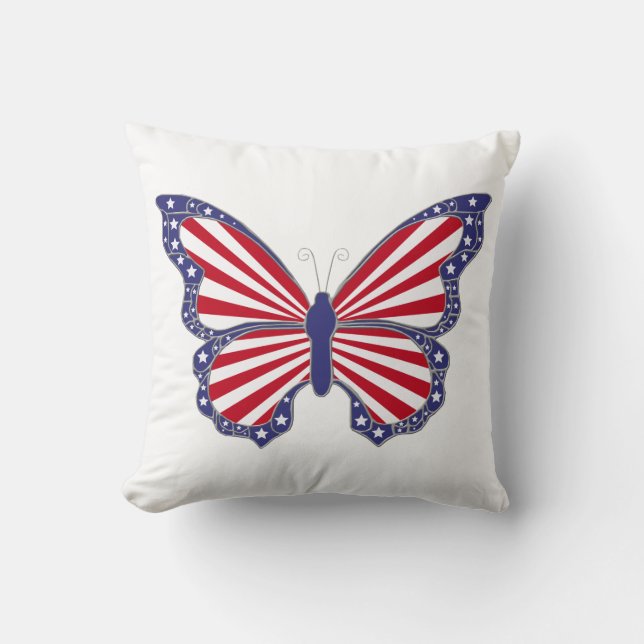 Oreiller Réversible Papillon Rouge Blanc Et Bleu (Recto)