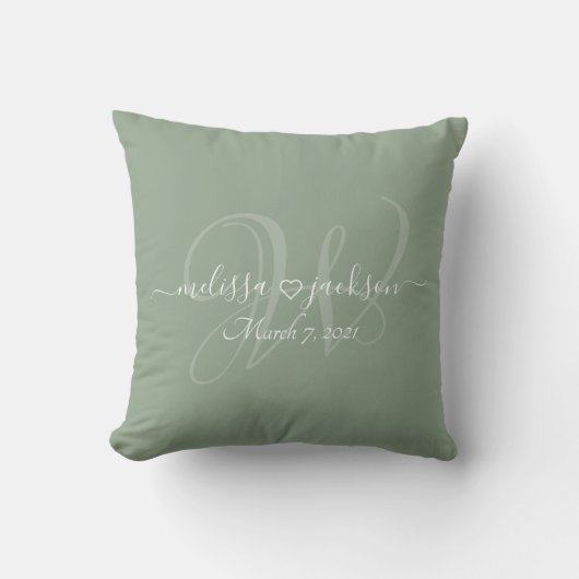 Oreiller romantique avec noms, initiale et date (Recto)