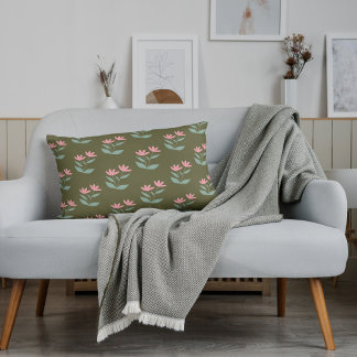 Oreiller rose Fleur Vert Sage