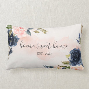 Oreiller Rose Navy Aquarelle Home Sweet Home