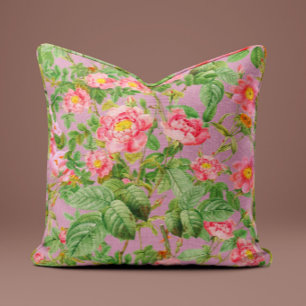 Oreiller Rose Pivoine Rose Vintage en Lilas Rose P