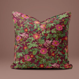 Oreiller Rose Rose Vintage en Bourgogne Profond