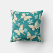 Oreiller sarcelle papillon et floral vintage (Verso)