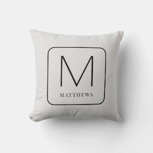 Oreiller simple gris et noir moderne Monogramme