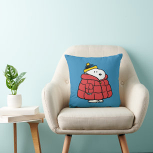 Oreiller Snoopy Hiver en Manteau Bouffant