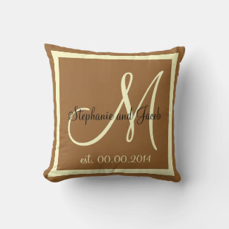 Oreiller souvenir de mariage Brun et Crème d'Autom