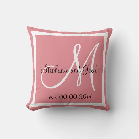 Oreiller souvenir de mariage Rose Poussiéreuse (Recto)