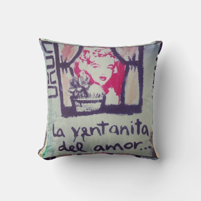 Oreiller street art la ventanita de l'amour (Recto)