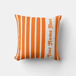 Oreiller Tangerine Safari Stripe avec nom
