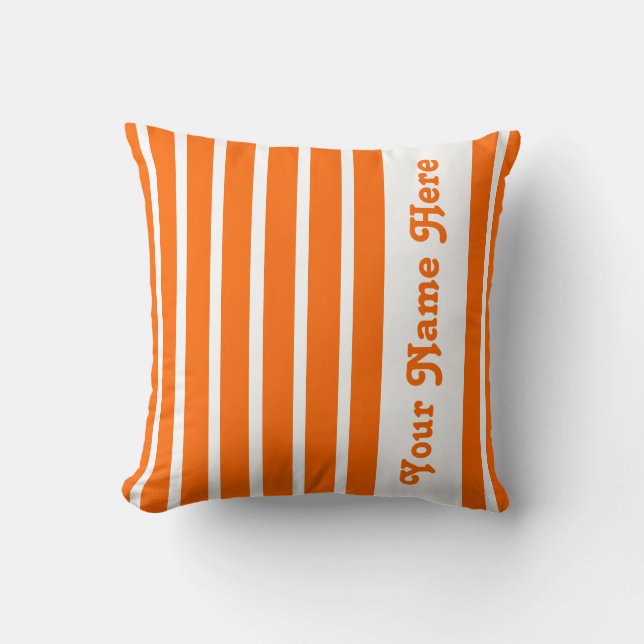 Oreiller Tangerine Safari Stripe avec nom (Recto)