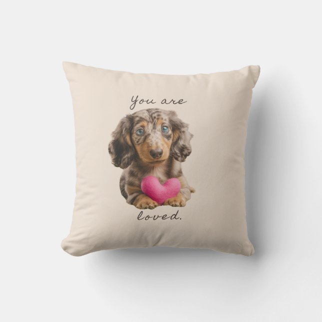 Oreiller "Tu es aimé" – Cadeau adorable de teckel (Recto)