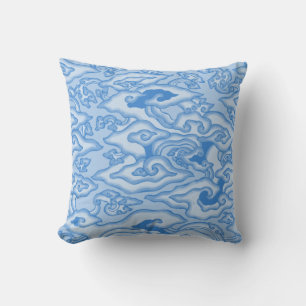 Oreiller Vagues Bleues et Blanches Psychedéliques