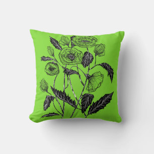 Oreiller vert avec fleurs - Couleurs personnalisée