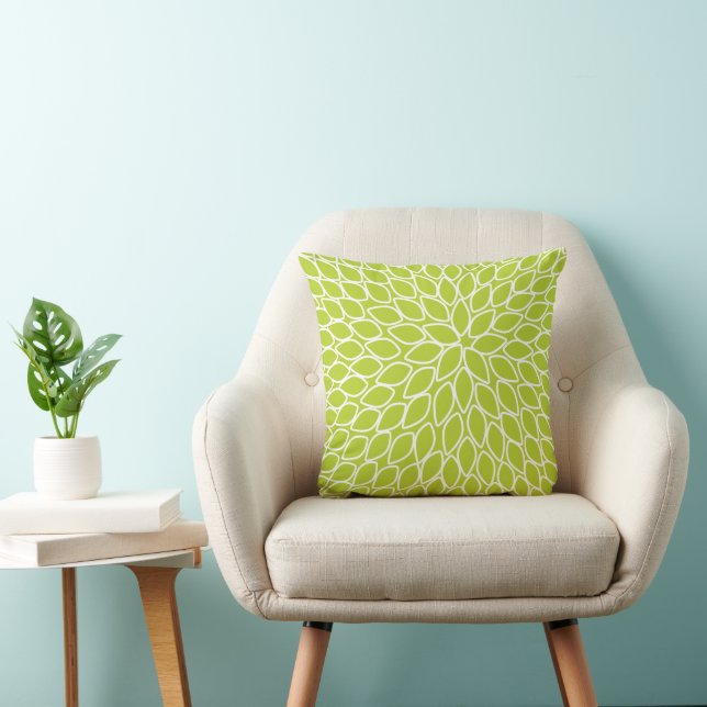 Oreiller vert chrysanthème moderne vintage (Chaise)