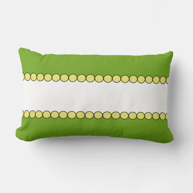 Oreiller vert et blanc avec bordure de perles jaun (Recto)