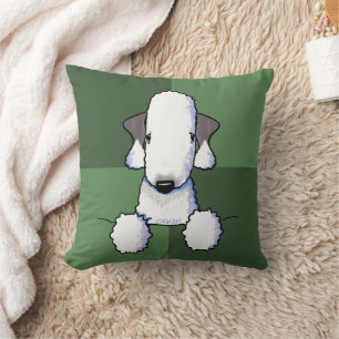 Oreiller vert jeté Bedlington Terrier