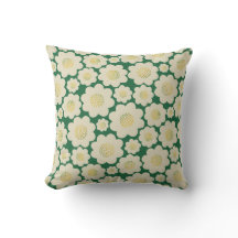 Oreiller Vert Jeu Avec Fleurs Blances