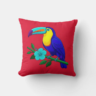 Oreiller vibrant de toucan tropical