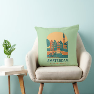 Oreiller Vintage Amsterdam - Canal rétro des Pays-