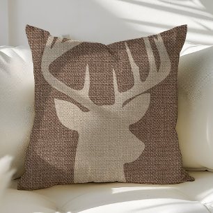 Oreillers à jet de cerf rustique Buck Burlap