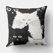 Oreillers À Jets De Chatons Blancs Et Noirs (Verso)
