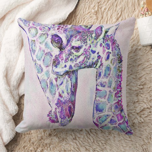 Oreillers à lancer avec Giraffe violette Imprimer (Couverture)