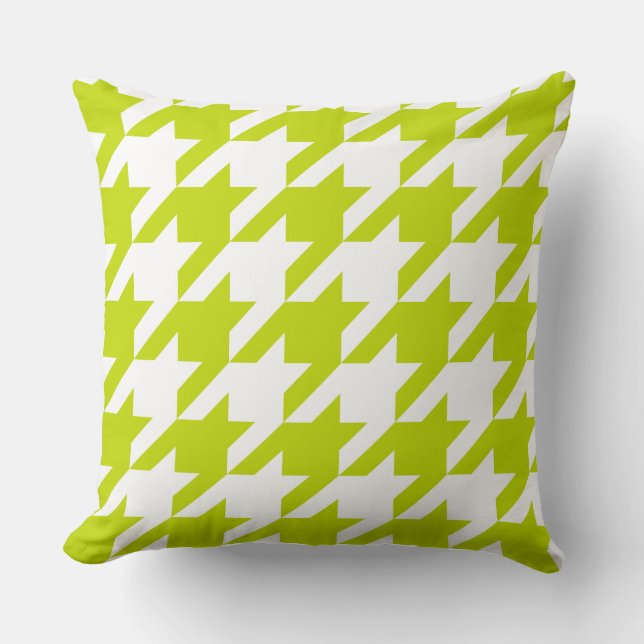 Oreillers à lancer céleri Green Houndstooth (Recto)