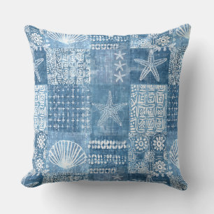 Oreillers à lancer de la côte de Boho bleu