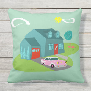 Oreillers à lancer de la maison de banlieue rétr