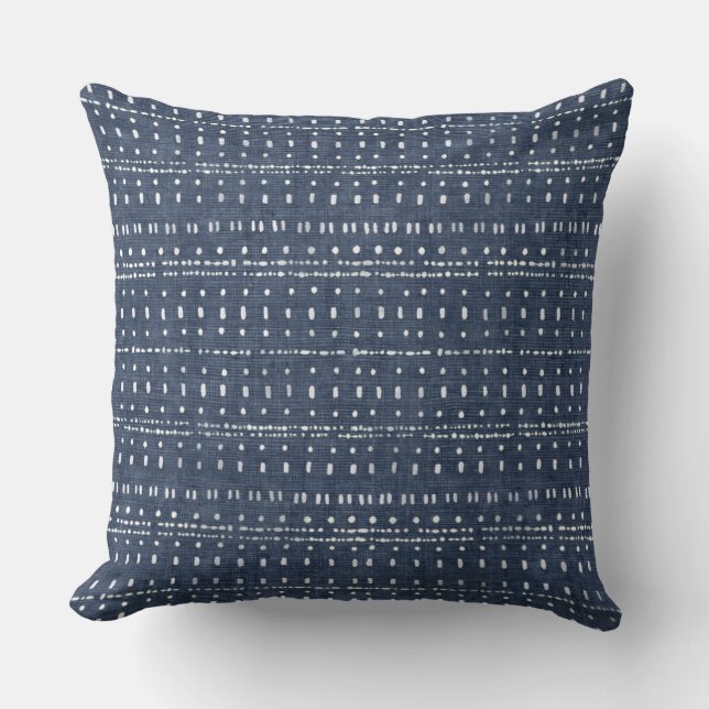 Oreillers à lancer de la marine Indigo Blue Dots (Recto)