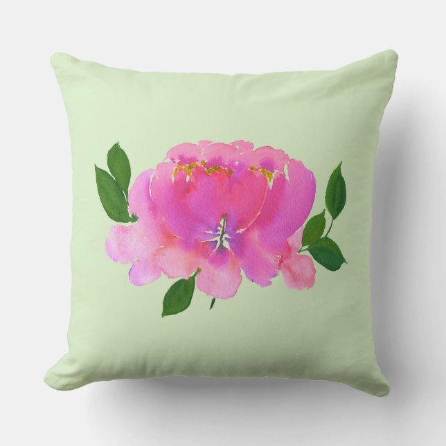 Oreillers à lancer de pivoine rose (Recto)