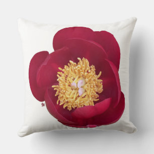 Oreillers à lancer de pivoine rouge profonde