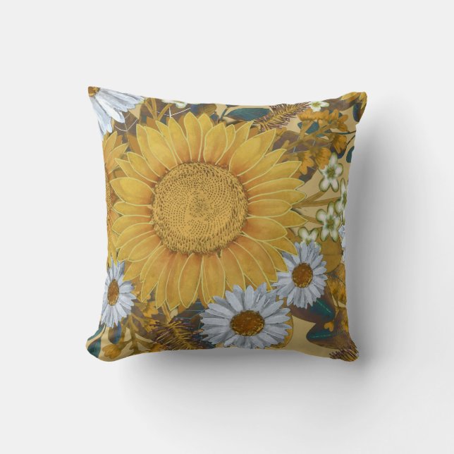 Oreillers à lancer de tournesol floral (Recto)