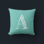 Oreillers à lancer du monogramme initial turquoise<br><div class="desc">Entrez votre initiale et ajoutez à votre chariot!</div>