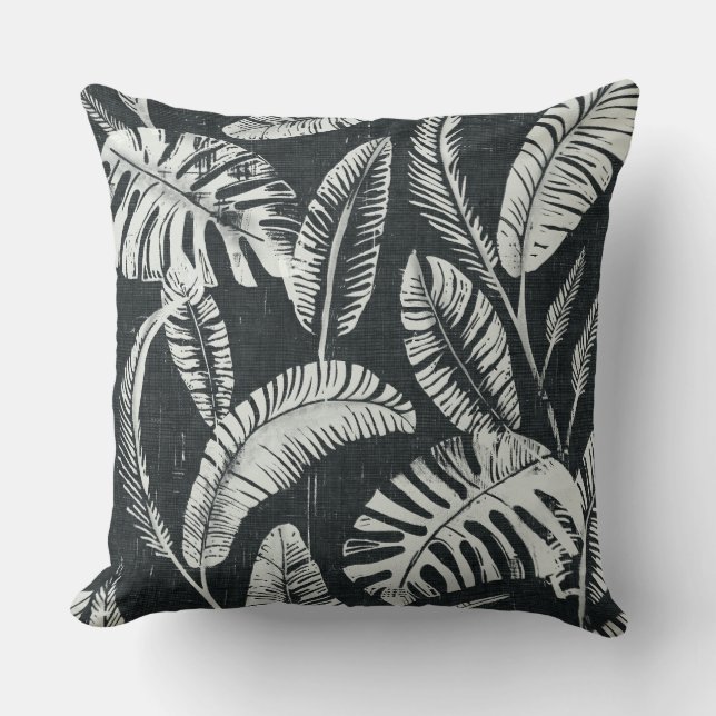 Oreillers à lancer Feuilles Gris Charbon (Recto)