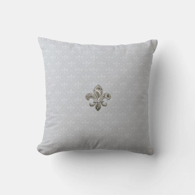 Oreillers à lancer Fleur de Lis Argent (Recto)