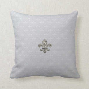 Oreillers à lancer Fleur de Lis Argent