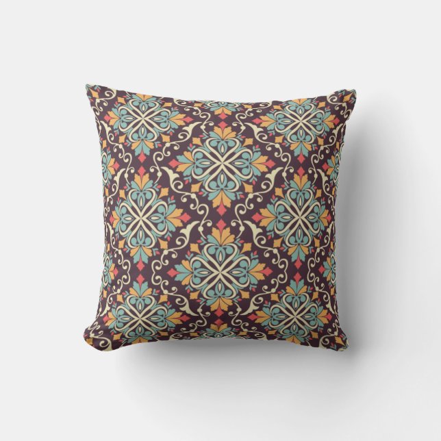 Oreillers à lancer floral arabe (Recto)