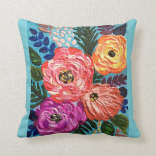 Oreillers à lancer floral bleu clair