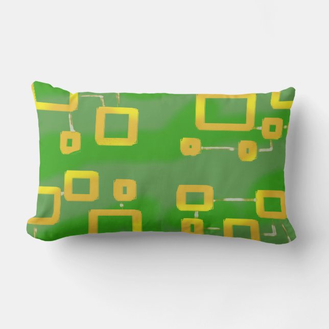 Oreillers à lancer GeoCir vert, Coussin Lumbar 13" (Recto)