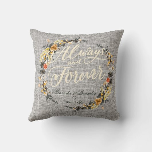 Oreillers à lancer Monogramme Mariage Golden Noir (Verso)