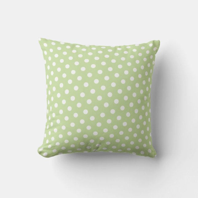 Oreillers à lancer Motif Polka vert et blanc (Recto)