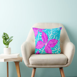 Oreillers à lancer Motif rose et turquoise