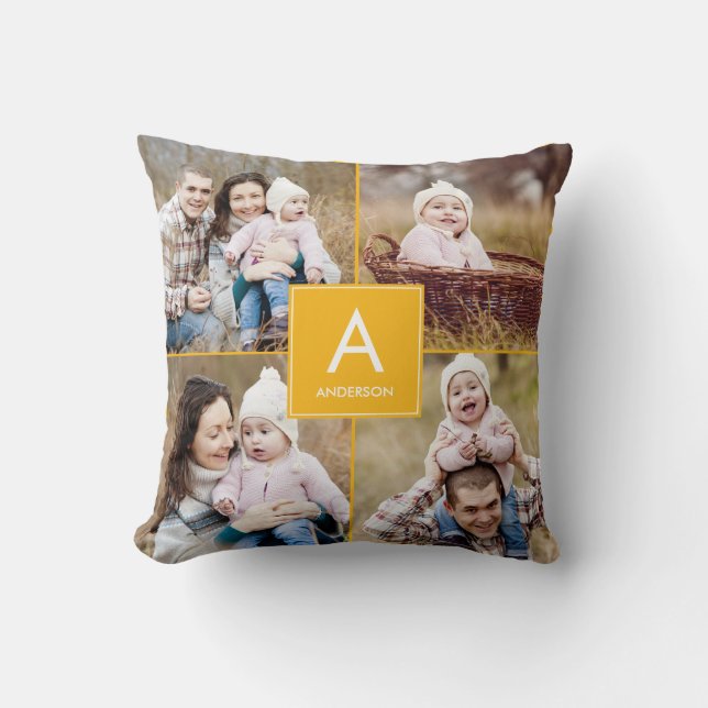 Oreillers à lancer photo sur mesure du Monogramme  (Recto)