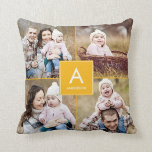 Oreillers à lancer photo sur mesure du Monogramme