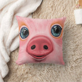 Oreillers à lancer rose bébé cochon - Sourire (Couverture)