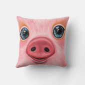 Oreillers à lancer rose bébé cochon - Sourire (Verso)