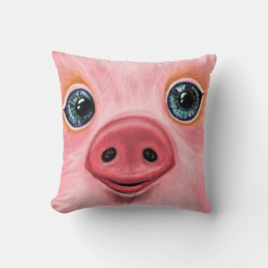 Oreillers à lancer rose bébé cochon - Sourire (Recto)